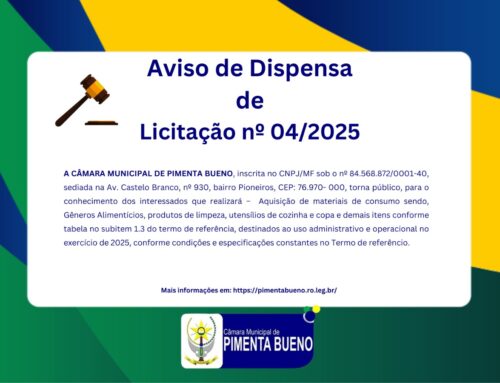 Aviso de Dispensa de Licitação Presencial nº 004/2025/CMPB