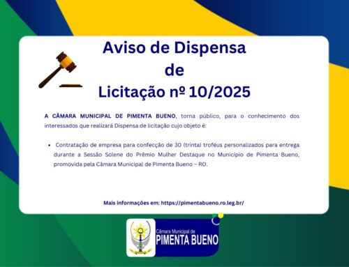 Aviso de Dispensa de Licitação Presencial nº 010/2025/CMPB