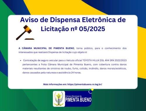 Aviso de Dispensa de Licitação Eletrônica nº 005/2025/CMPB
