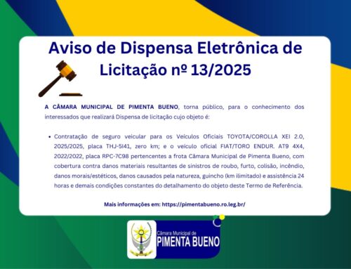 Aviso de Dispensa de Licitação Eletrônica nº 013/2025/CMPB