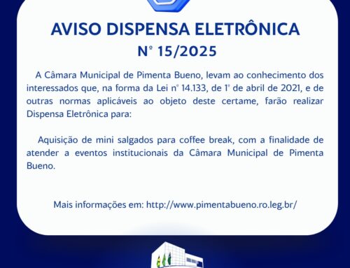 Dispensa de Licitação Eletrônica nº 015/2025/CMPB