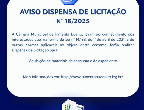Dispensa de Licitação nº 018/2025/CMPB
